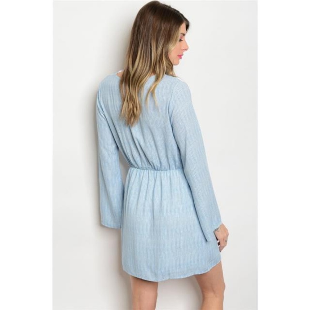 Light Blue Boho Style Tunic Dress - Picture 2 of 2